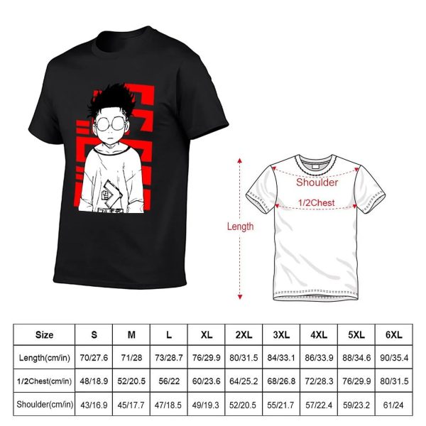 Dandadan Blue T-shirt - Okarun Character with Red Background